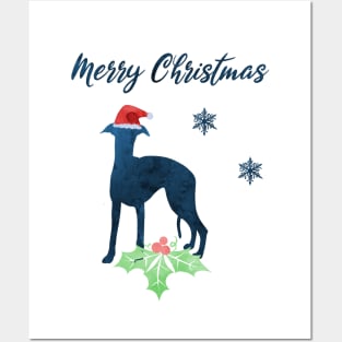 Merry Christmas Whippet Art Posters and Art